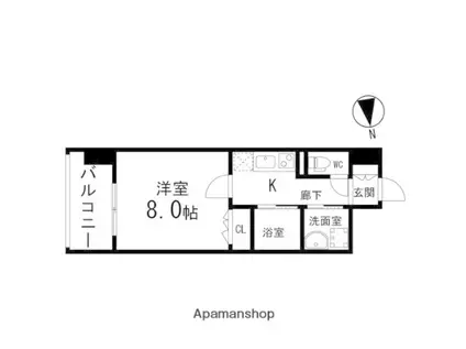 ディークレスト太子堂駅前イースト(1K/8階)の間取り写真