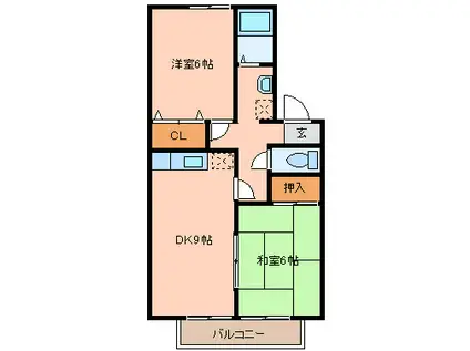 セジュールアントⅢ(2DK/1階)の間取り写真