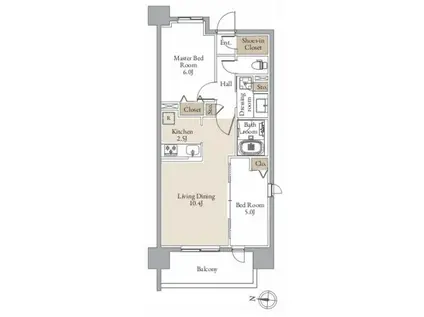 レジディア仙台北四番丁プレイス(2LDK/10階)の間取り写真