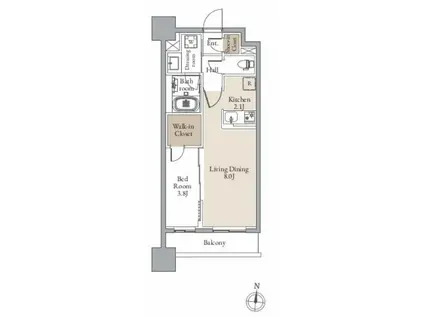 レジディア仙台北四番丁プレイス(1LDK/10階)の間取り写真