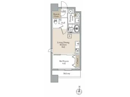 レジディア仙台北四番丁プレイス(1LDK/13階)の間取り写真