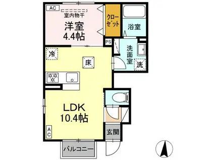 LA VIERGE2(1LDK/1階)の間取り写真
