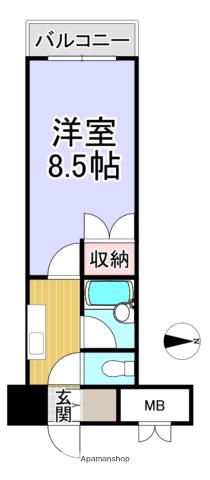 シャンブル向山(1K/3階)の間取り写真