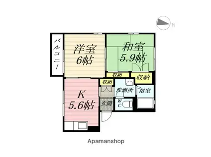 フォーレス赤坂C(2K/2階)の間取り写真