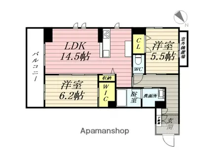 CLASSEUM連坊Ⅲ(2LDK/3階)の間取り写真