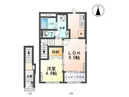 イーストコーポⅡ(1LDK/2階)の間取り写真