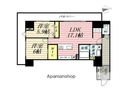 ナナアーク荒町(2LDK/4階)の間取り写真