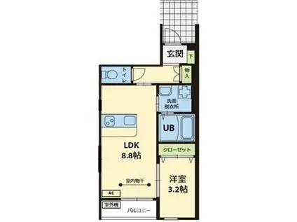 ハドルハシヌマ(1LDK/1階)の間取り写真