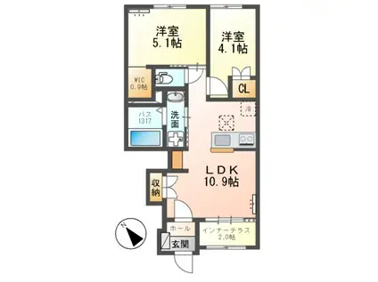 袋原アパート2期工事(2LDK/1階)の間取り写真