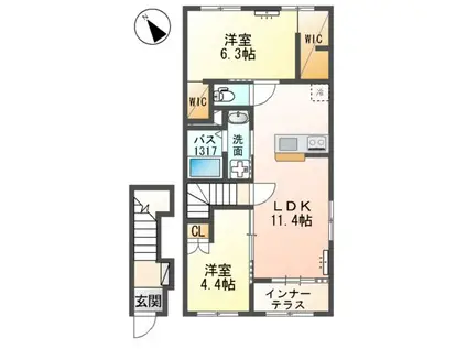 袋原アパート2期工事(2LDK/2階)の間取り写真