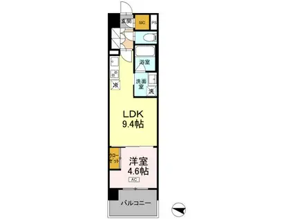 ロイヤルパークス仙台青葉通(1LDK/15階)の間取り写真