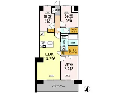 ロイヤルパークス仙台青葉通(3LDK/15階)の間取り写真