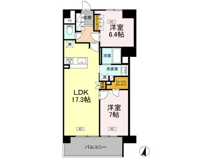 ロイヤルパークス仙台青葉通(2LDK/15階)の間取り写真