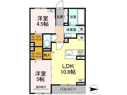 ボヌール T(2LDK/2階)の間取り写真