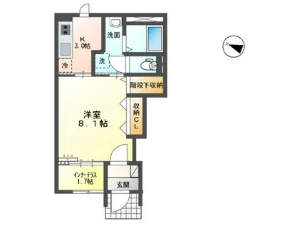 エスポワール六丁の目(1K/1階)の間取り写真