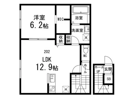 LIVEⅤ(1LDK/2階)の間取り写真