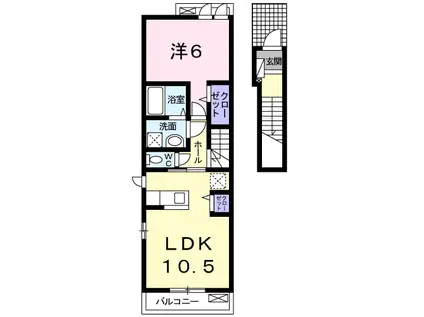 ヴィジュラA(1LDK/2階)の間取り写真