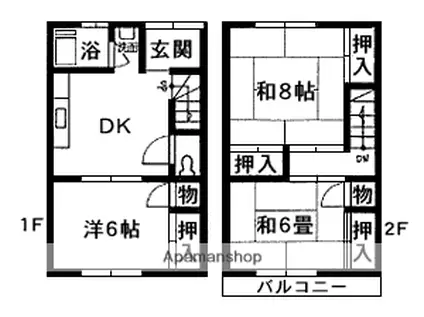 コーポ青木塒(3DK/2階)の間取り写真