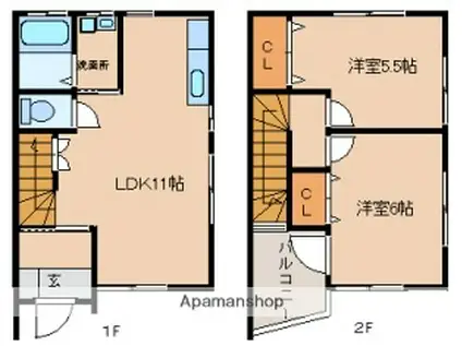 田苑アクアＢ(2LDK)の間取り写真