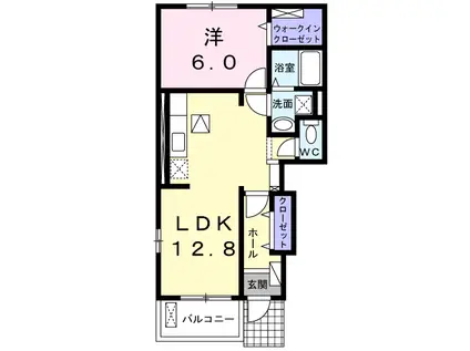 スカイハイツ22(1LDK/1階)の間取り写真