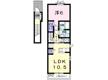 プレジール(1LDK/2階)の間取り写真