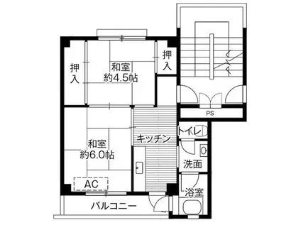 ビレッジハウス矢本1号棟(2K/2階)の間取り写真