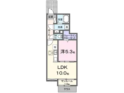 セレーナスパジオ(1LDK/1階)の間取り写真