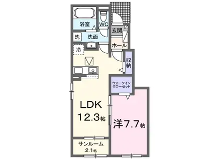 キャンディハウスK(1LDK/1階)の間取り写真