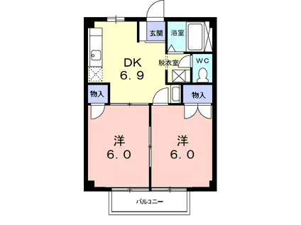 ニューシティ一森Ⅱ(2DK/2階)の間取り写真