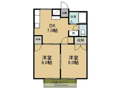 グリーンヒル松戸A(2DK/2階)の間取り写真