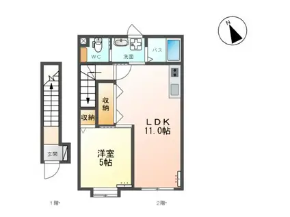 クラウン コート(1LDK/2階)の間取り写真