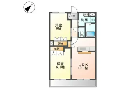 スイートピー(2LDK/2階)の間取り写真