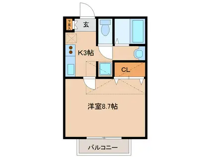 ツインフォレスト(1K/2階)の間取り写真