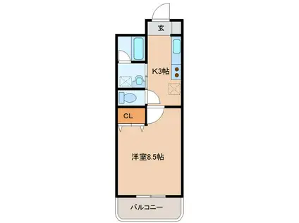 ロワジールKⅡ(1K/5階)の間取り写真