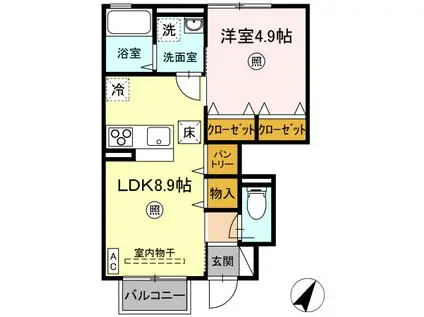 エクセル(1LDK/1階)の間取り写真