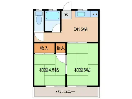 丹野アパート(2DK/2階)の間取り写真