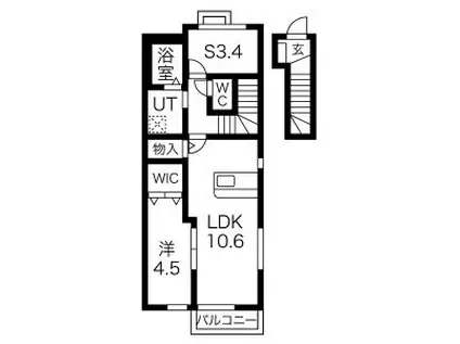 ハッピーヒル(1SLDK/2階)の間取り写真