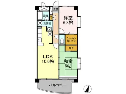 グランウィング(2LDK/6階)の間取り写真