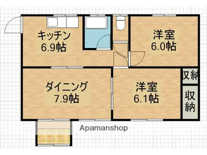東北本線 岩切駅 徒歩17分 1階建 築44年(3DK)の間取り写真