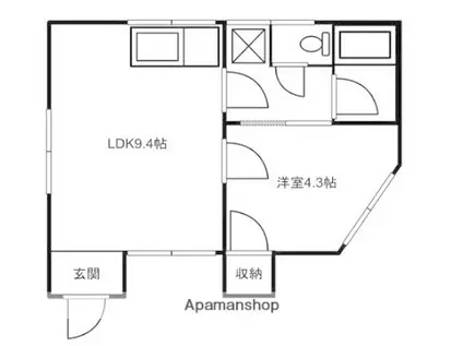 ドミドールコーポ(1LDK/1階)の間取り写真