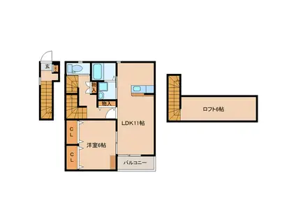 アミューズSE(1LDK/2階)の間取り写真