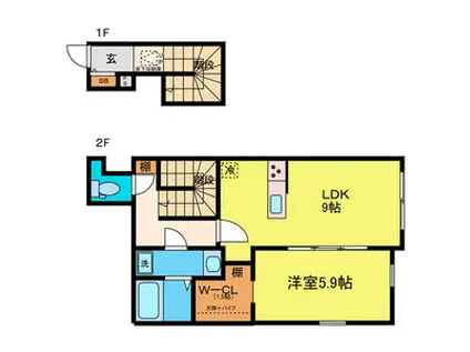 LARA向山(1LDK/2階)の間取り写真