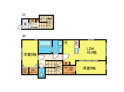 LARA向山(2LDK/2階)の間取り写真