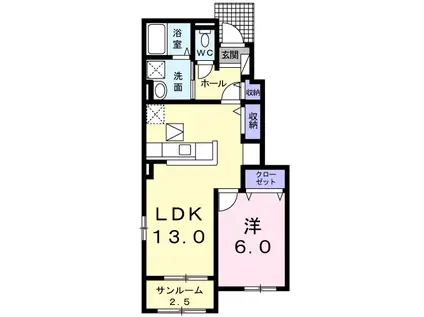 サニーメゾンB(1LDK/1階)の間取り写真