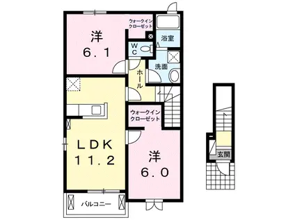 ストロベリーハウスⅢ(2LDK/2階)の間取り写真