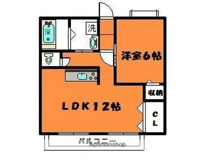 岩沼開発第1マンション(1LDK/6階)の間取り写真