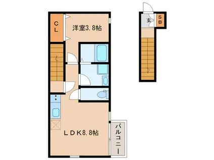 あすとPARK名取(1LDK/2階)の間取り写真