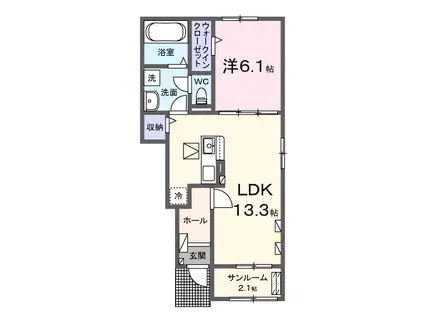 カーサ みなと(1LDK/1階)の間取り写真