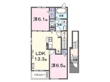 カーサ みなと(2LDK/2階)の間取り写真