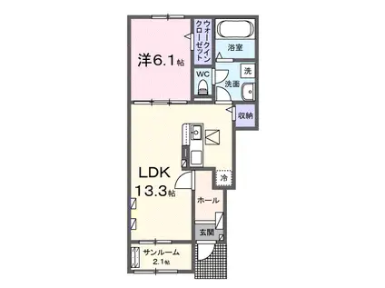 カーサ みなと(1LDK/1階)の間取り写真